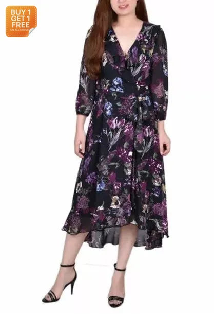 NY Collection  Women's Multicolor Chiffon Dress |NY Collection In Lebanon