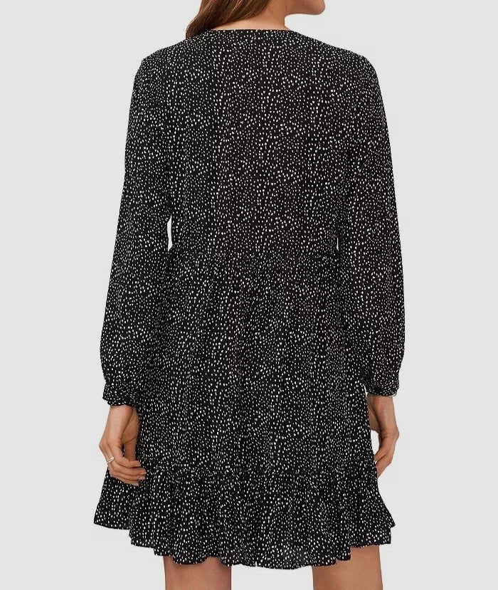 MSK Women's Black Split Neck Long Sleeve Dress|MSK In Lebanon
