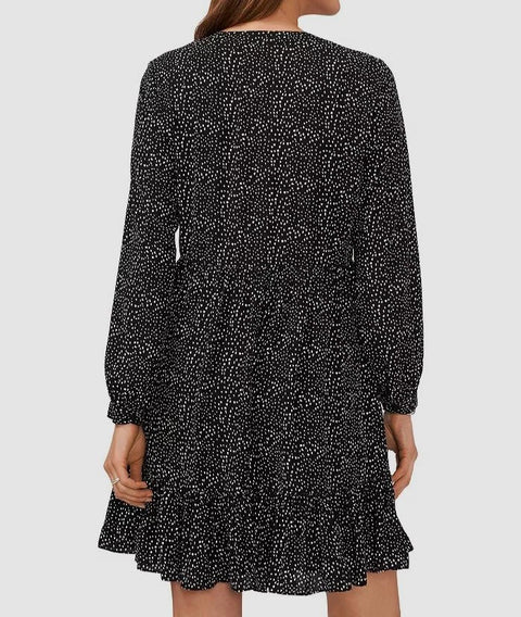 MSK Women's Black Split Neck Long Sleeve Dress|MSK In Lebanon