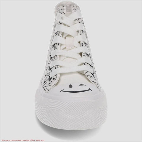 Joe Boxer Women's White & Black Smiley Face Pattern Sneakers|Joe Boxer In Lebanon