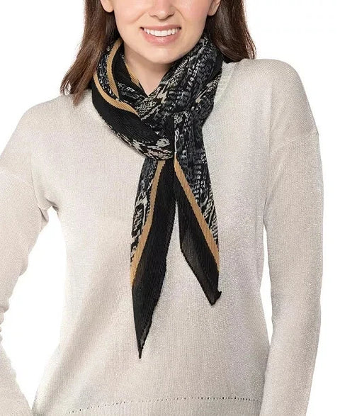 Giani Bernini  Women's Black Snake Print Pleated Square Scarf | Giani Bernini  in Lebanon
