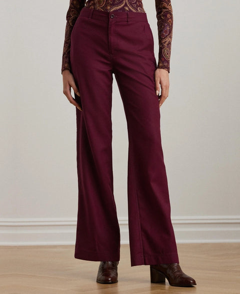 Lauren Ralph Lauren Women's Burgundy Canvas Wide-Leg Pants | Lauren Ralph Lauren In Lebanon