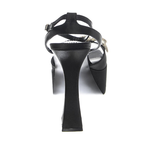 Steve Madden Women's Black Satin Darla Heeled Sandal |Steve Madden In Lebanon