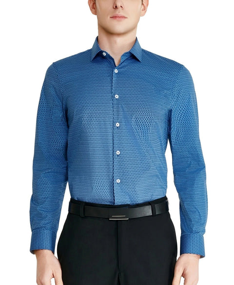 Tallia Men's Dark Blue Slim-Fit Geo-Link Dress Shirt |Tallia In Lebanon