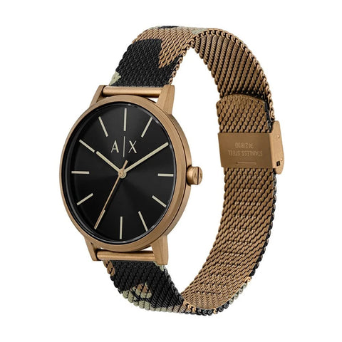 Armani Exchange Men's Three-Hand Camo Pattern Stainless Steel Mesh Watch | Armani Exchange In Lebanon