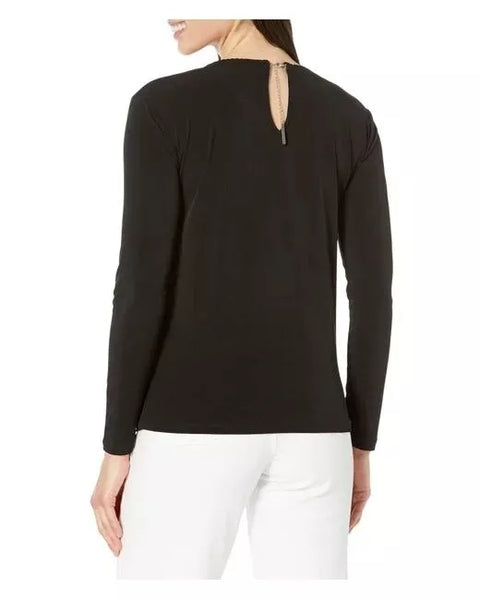 Michael Kors Women's Black Long Sleeve Cold Shoulder Chain Strap Blouse | Michael Kors In Lebanon