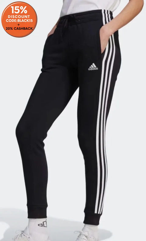 Adidas Women's Black & White Essentials Lifestyle 3-Stripes Sweatpants | Adidas In Lebanon