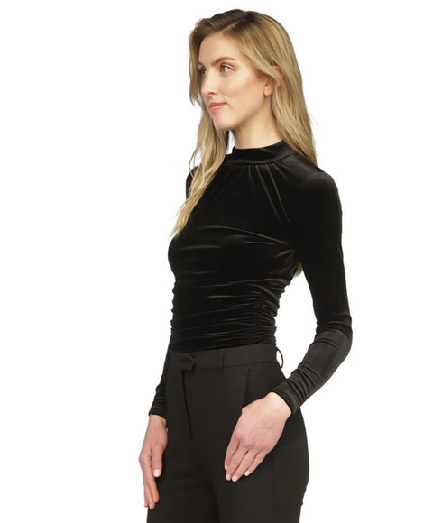 Michael Kors Women's Black Velvet Ruched Mock-Neck Top Blouse  |  Michael Kors in Lebanon