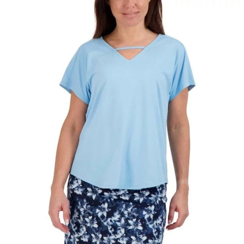 Tranquility Women's Light Blue Short Sleeve V-neck T-Shirt