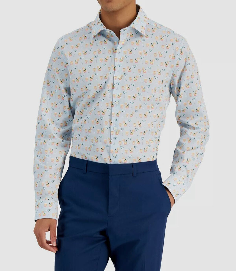 Bar III Men's Light Blue Printed Shirt | Bar III In Lebanon