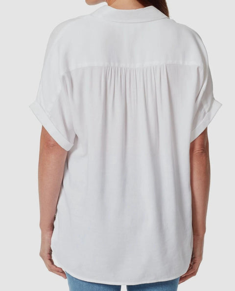 Gloria Vanderbilt Women's White Daisy Short Sleeve Button Front Shirt | Gloria Vanderbilt In Lebanon