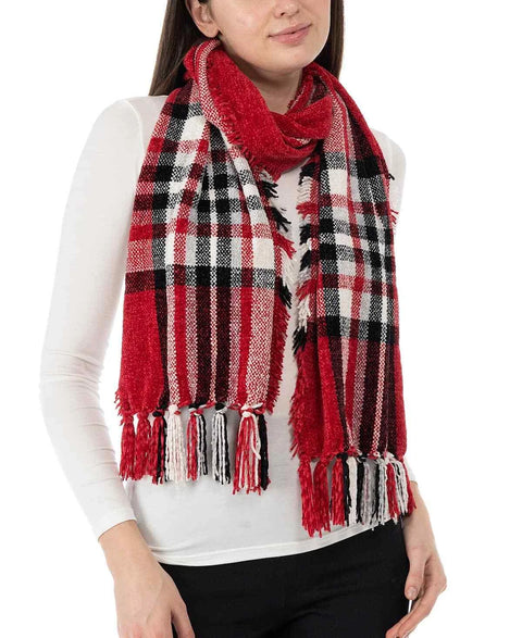 Charter Club Women's Red Chenille Plaid Scarf | Charter Club In Lebanon