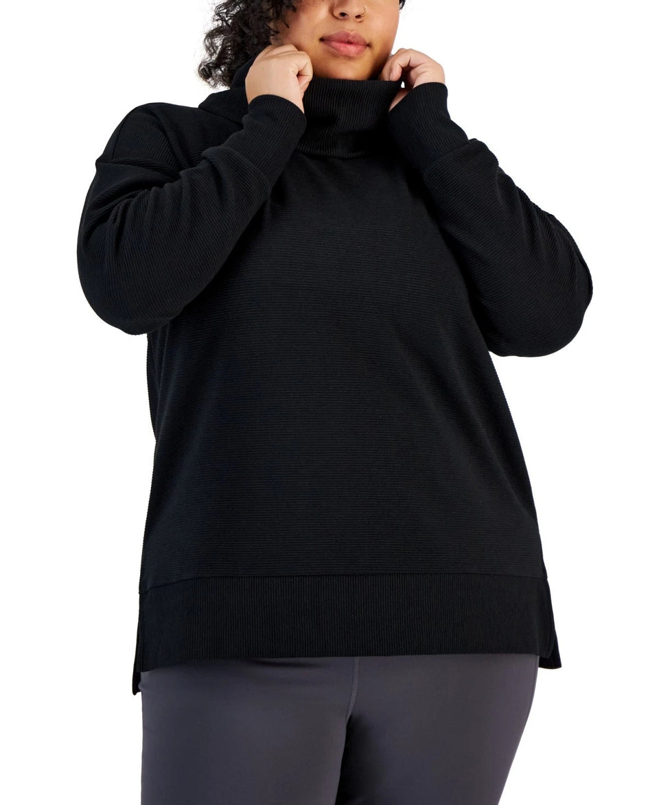 Id Ideology Women's Black Plus Size Ottoman Cowl Neck Sweatshirt | Id Ideology In Lebanon