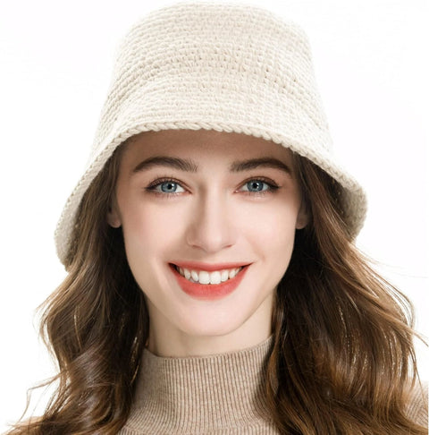 Forever21 Women's Cream Checker Knit Bucket Hat | Forever21 In Lebanon
