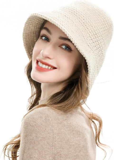 Forever21 Women's Cream Checker Knit Bucket Hat | Forever21 In Lebanon