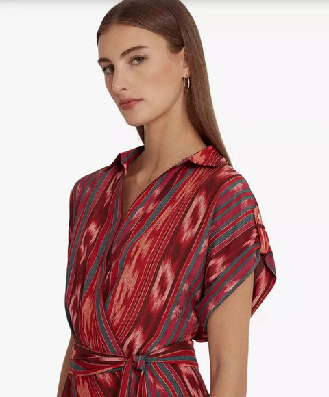 Lauren Ralph Lauren Women's Multicolor Geo-Stripe Belted Crepe Dress | Lauren Ralph LaurenIn Lebanon