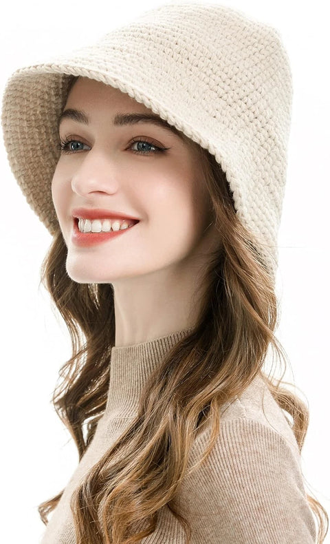 Forever21 Women's Cream Checker Knit Bucket Hat | Forever21 In Lebanon