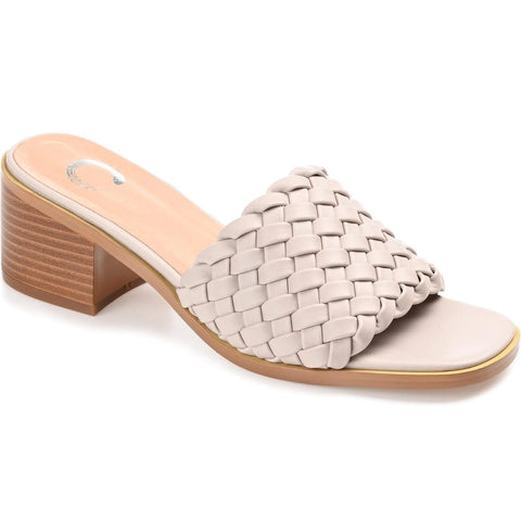 Journee Collection Women's Light Gray Fylicia Block Heel Woven Slide Sandal |Journee Collection In Lebanon