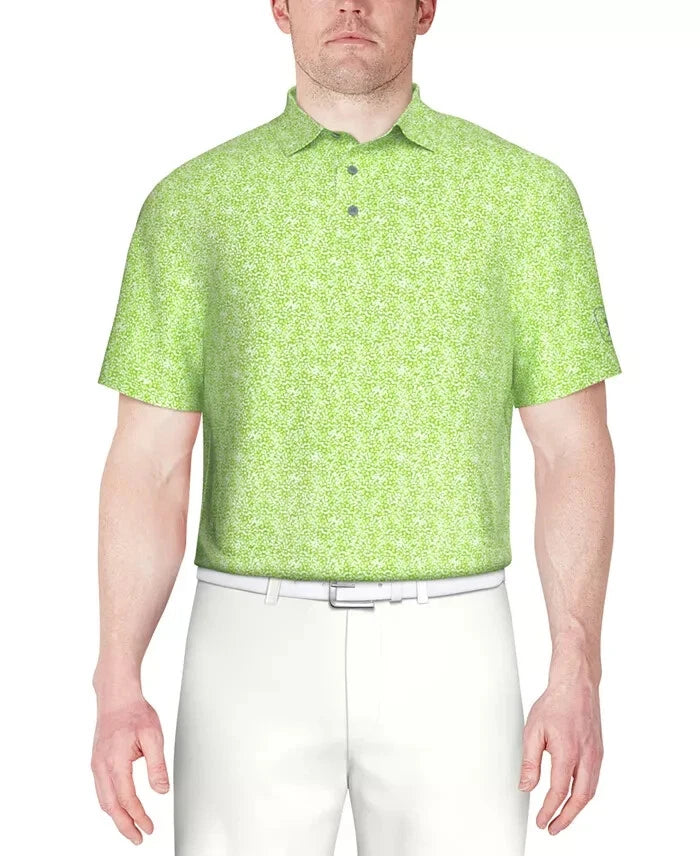Pga Tour Men's Green Flash Athletic fit Short Sleeve Polo T-Shirt | Pga Tour In Lebanon