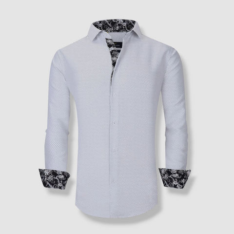 Azaro Uomo Men's White Dot Business Nautical Button-Up Dress Shirt |Azaro Uomo In Lebanon