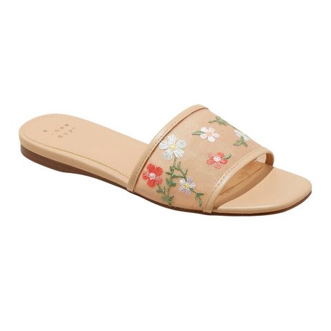 A New Day Women's Beige Elain Floral Embroidered Mesh Slide Slipper |A New Day In Lebanon