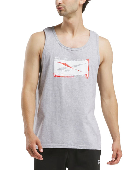 Reebok Men's Light Grey Regular Fit Graphic Tank Top | Reebok In Lebanon