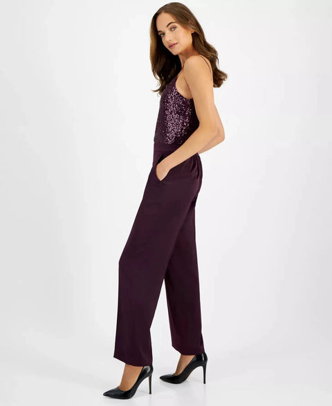 Anne Klein Women's Deep Plum Pull-On High-Rise Satin Pants | Anne Klein In Lebanon