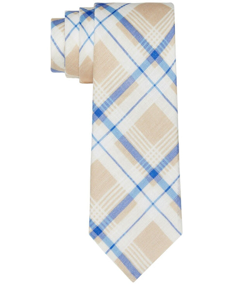 Tommy Hilfiger Mens Robert Slim Plaid Linen Taupe ONE SIZE ABL171 SHR