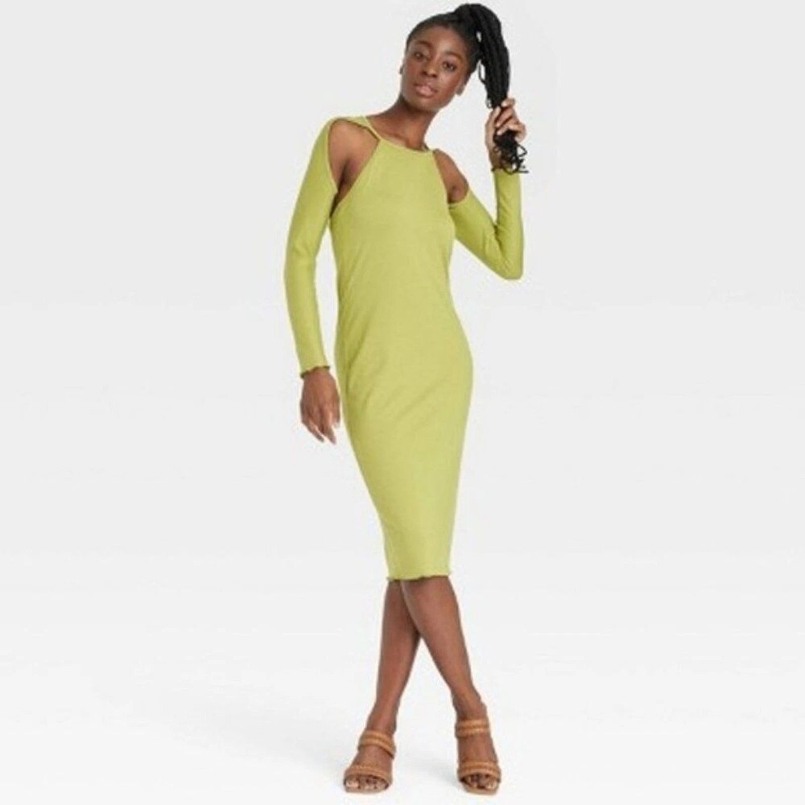 Black History Month Women's Lime Green Sammy Long Sleeve Cut Out Dress | Black History Month In Lebanon