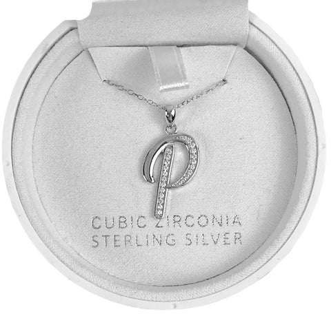 Holiday Lane Women's Silver Cubic Zirconia "P" Initial Pendant Necklace | Holiday Lane In Lebanon