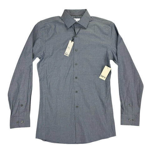 Bar III Men's Dark Blue Slim Fit Stretch Chambray Dress Shirt | Bar III In Lebanon