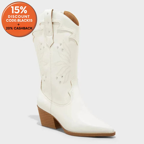 Universal Thread Women's White Studded Western Cowboy Boot | Universal Thread In Lebanon