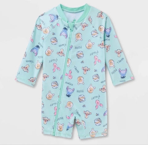 Disney Baby Boy's Green Winnie the Pooh Full Zip Long Sleeve Rash Guard Swimsuits | Disney In Lebanon