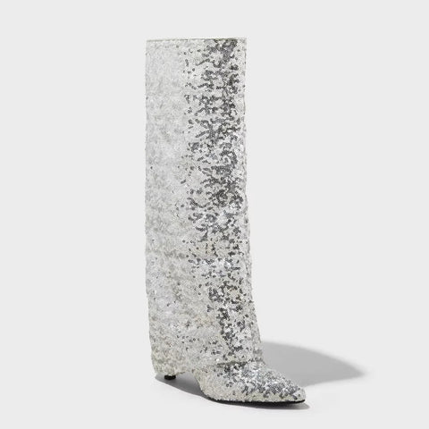 A New Day Women's Abba Sequin Foldover Tall Boots | A New Day In Lebanon