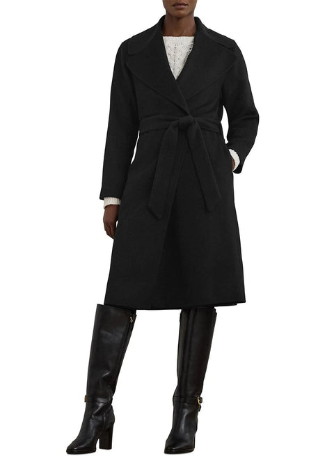 Lauren Ralph Lauren Women's Black Double Faced Wool Blend Wrap Coat | Lauren Ralph Lauren In Lebanon