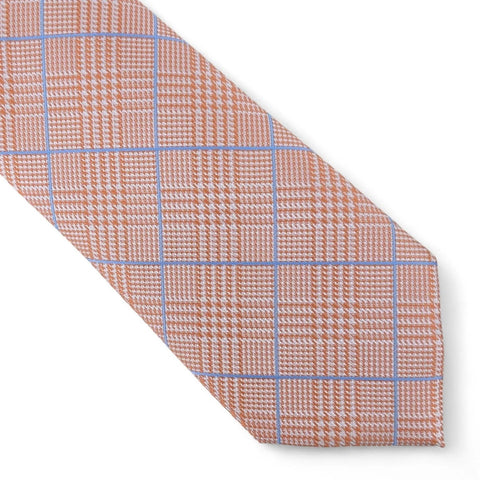 Plaid tie with a pattern of intersecting lines on a white background