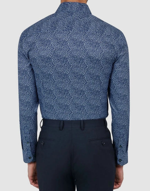 Society Of Threads Men's Navy & White Regular-Fit Dress Shirt|Society Of Threads In Lebanon