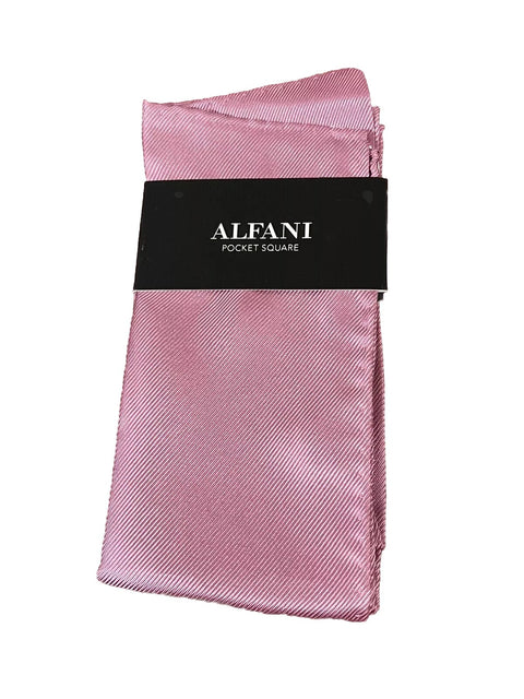 Pink pocket square with Alfani label on a white background