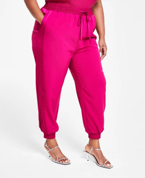 Nina Parker Women's Fuchsia Plus Size Wide-Leg Joggers | Nina Parker In Lebanon