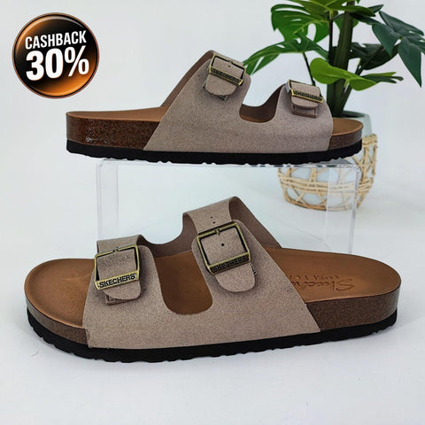 Sketchers Women's Gray Taupe Synthetic Relaxed Fit Comfort Slipper|Sketchers In Lebanon