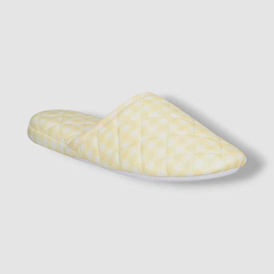 Charter Club Women's Yellow Quilted Gingham Clog Slippers | Charter Club In Lebanon