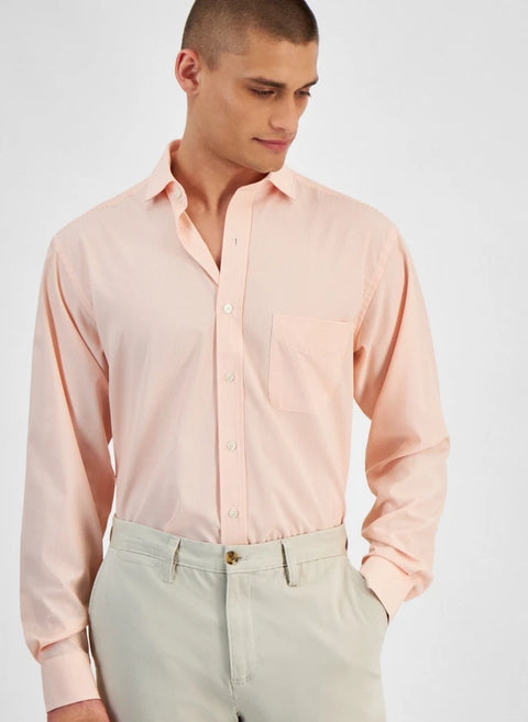 Club Room Men's Coral Regular Fit Traveler Fine Stripe Shirt |Club Room In Lebanon