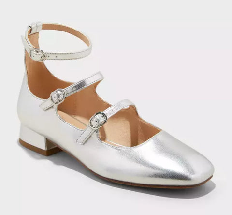 Wild Fable Women's Silver Liia Multi-Strap Mary Jane Heels | Wild Fable In Lebanon