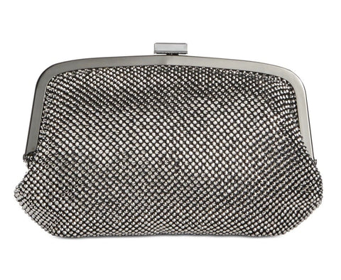 INC International Concepts Women's Black Patsy Silver Diamond Mesh Frame Clutch Hand Bag | INC In Lebanon
