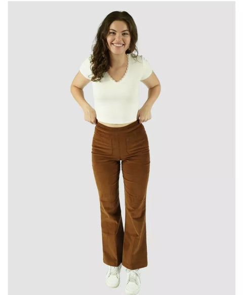 Self Esteem Women's Brown Stretch Corduroy Flare Leg Pants | Self Esteem In Lebanon
