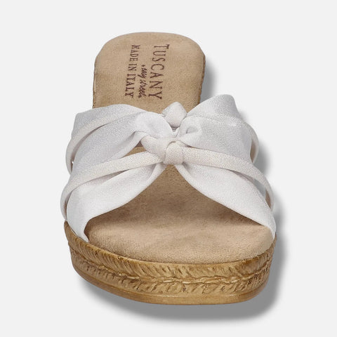 Easy Street Women's White Ghita Slip-On Wedge Sandals | Easy Street In Lebanon