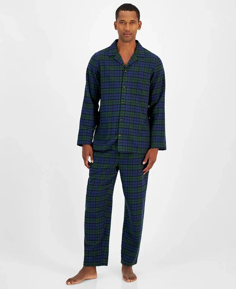 Club Room Men's Lush Meadow 2-Pc. Sato Plaid Flannel Pajama Set | Club Room In Lebanon