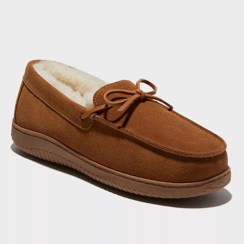 dluxe by dearfoams Men's Shearling Side Stitch Moc Slippers | dluxe by dearfoams In Lebanon