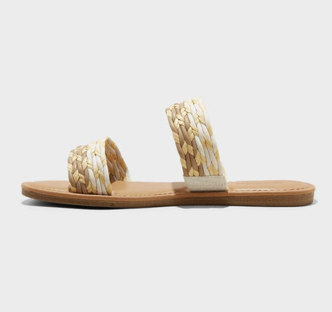 Universal Thread Women's Tan Anita Basketweave Two-Band Slippers | Universal Thread In Lebanon
