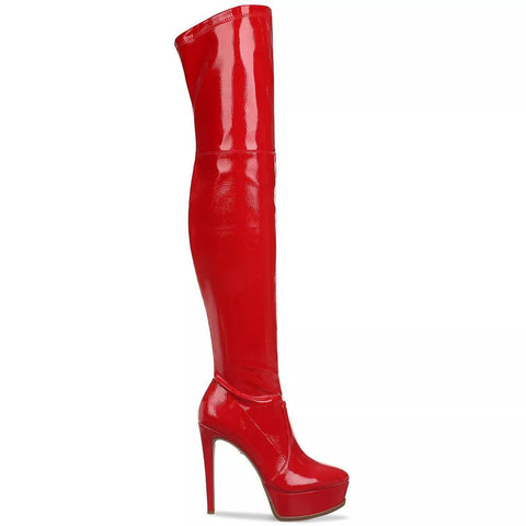 Thalia Sodi Women's Red Leather High Heeled Long Boots | Thalia Sodi In Lebanon